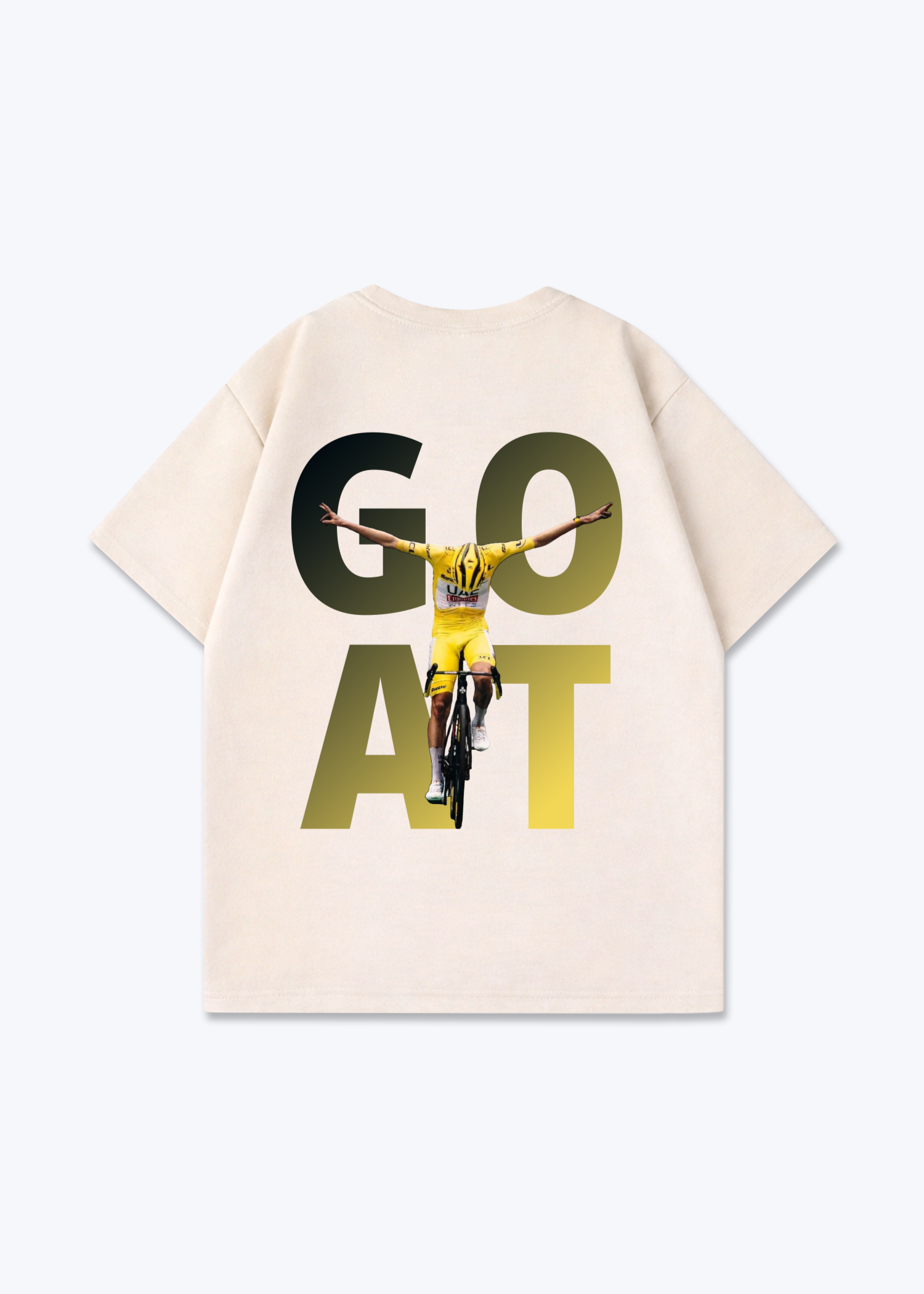 Goat Pogačar Oversized Shirt - Beige Back (Designed)