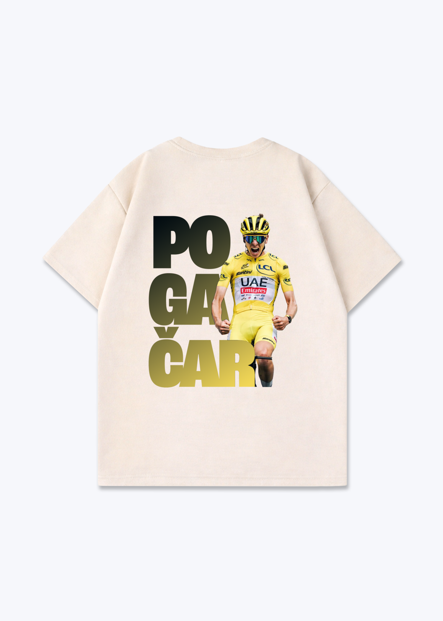 Pogačar Oversized Shirt - Beige Back (Designed)
