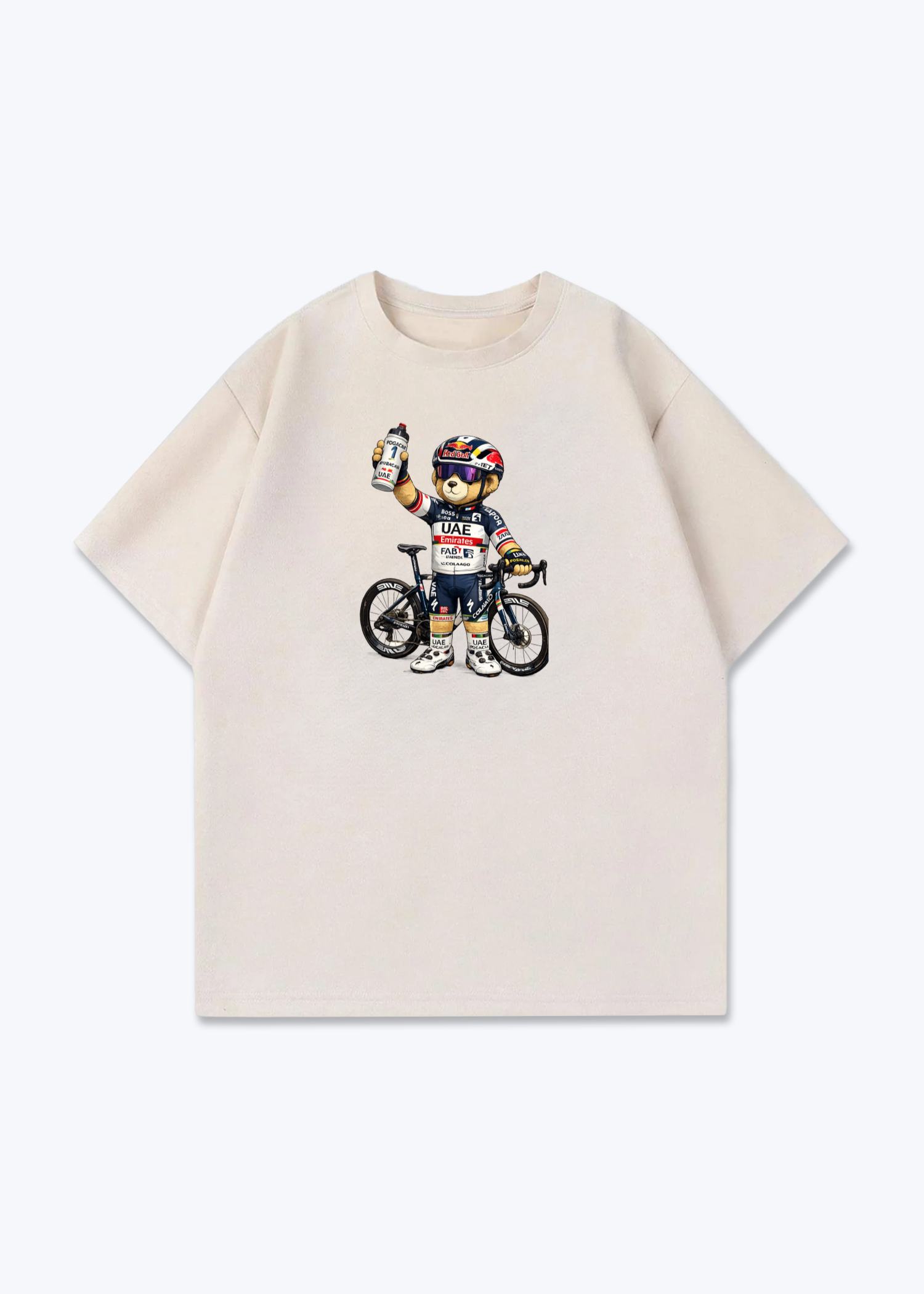 Pogačar Bär Oversized Shirt - Beige Front (Designed)