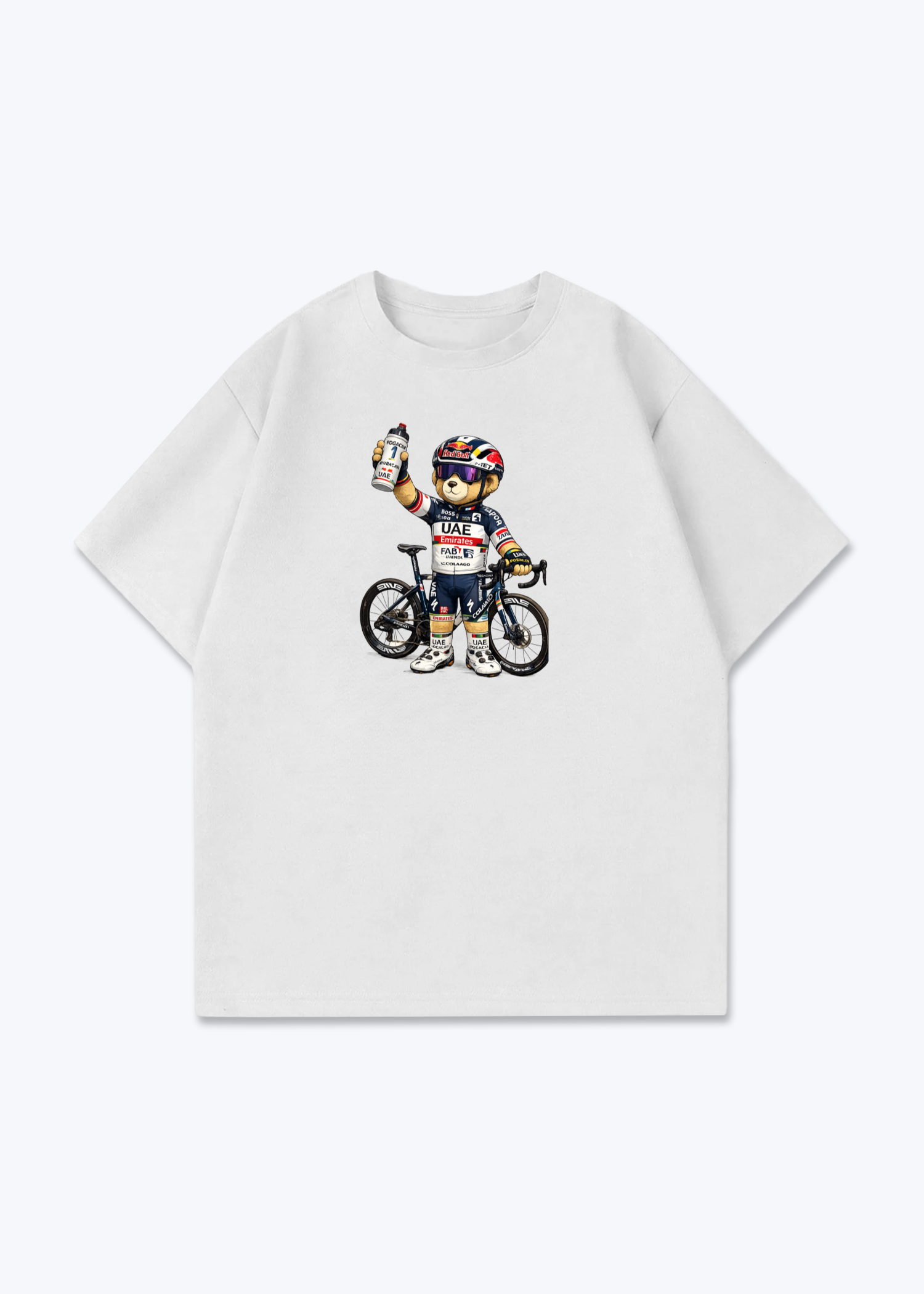 Pogačar Bär Oversized Shirt - White Front (Designed)