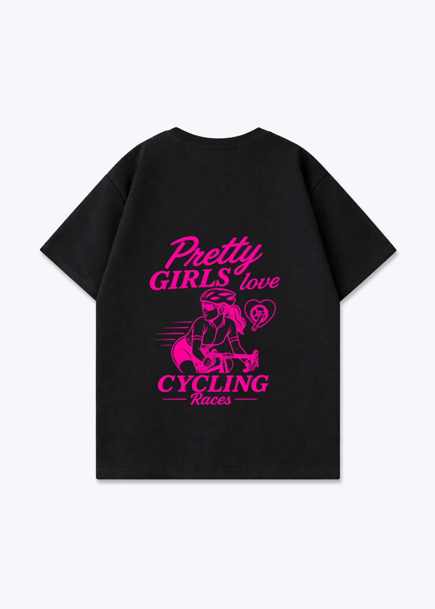 Pretty Girls love Cycling Oversized Shirt - Black Back (Designed)