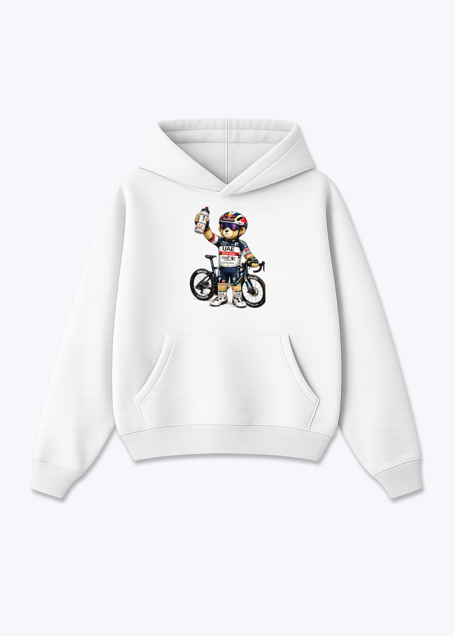 Pogačar Bär Oversized Hoodie - White Front (Designed)