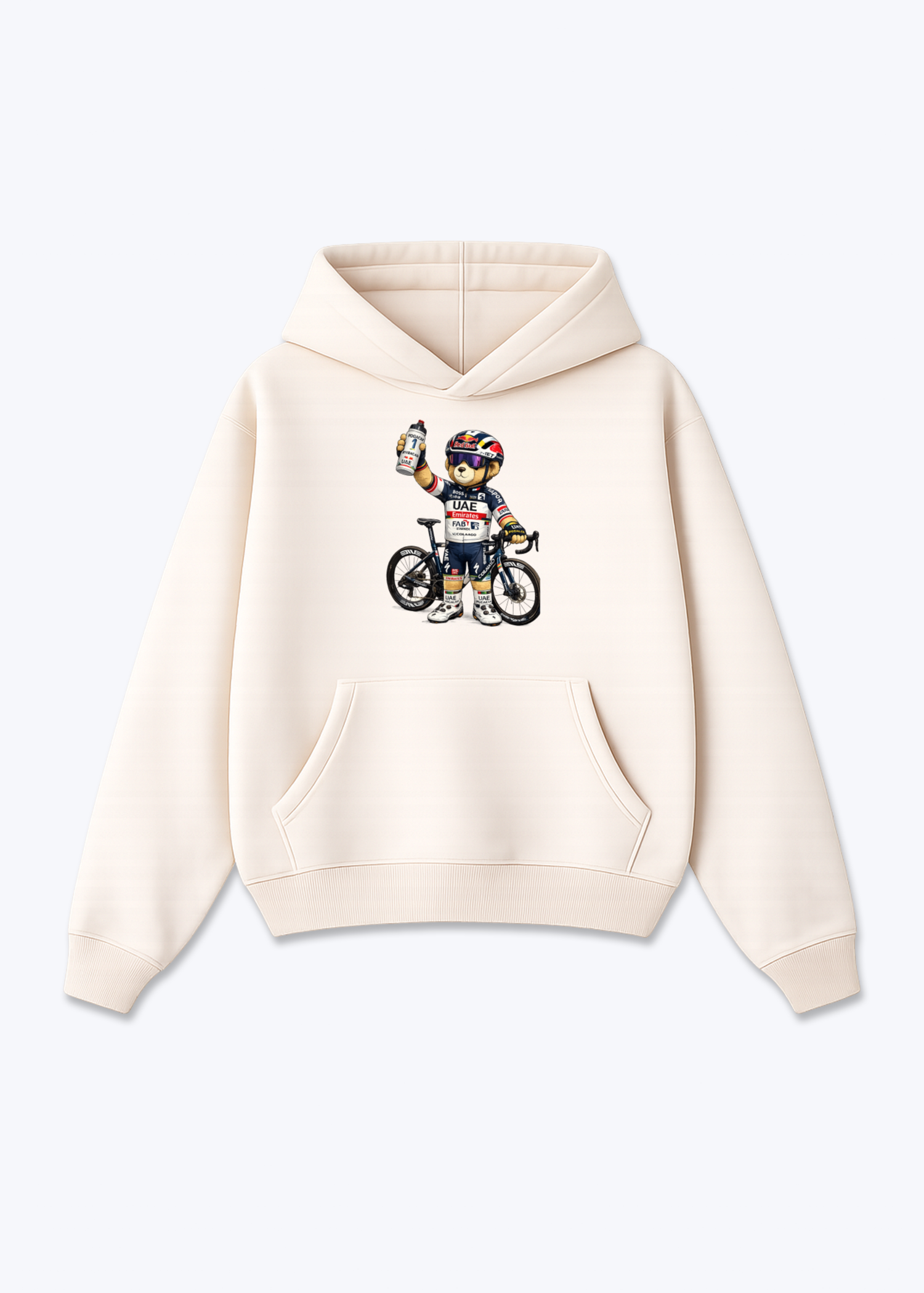 Pogačar Bär Oversized Hoodie - Beige Front (Designed)