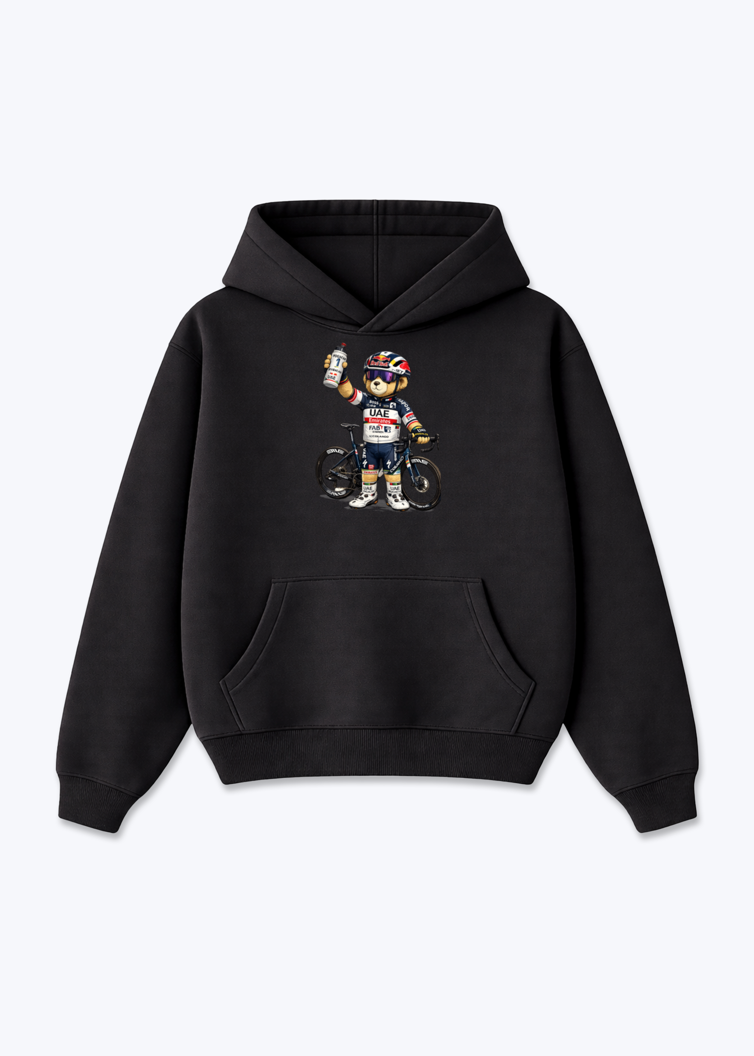 Pogačar Bär Oversized Hoodie - Black Front (Designed)
