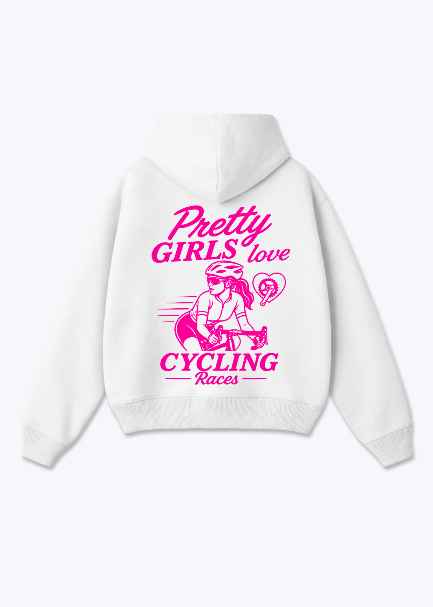 Pretty Girls love Cycling Oversized Hoodie - White Back (Designed)