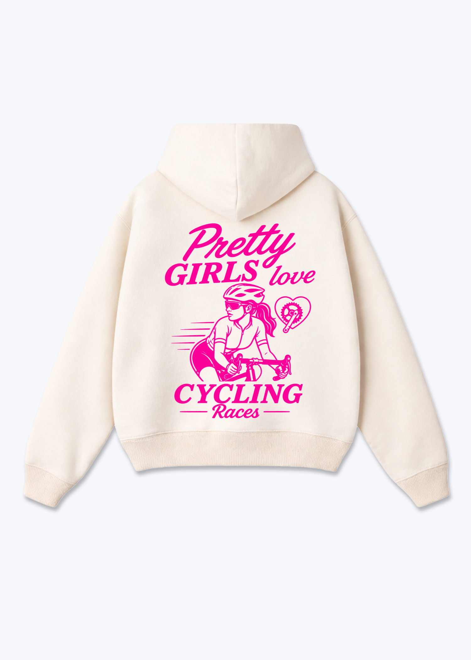 Pretty Girls love Cycling Oversized Hoodie - Beige Back (Designed)