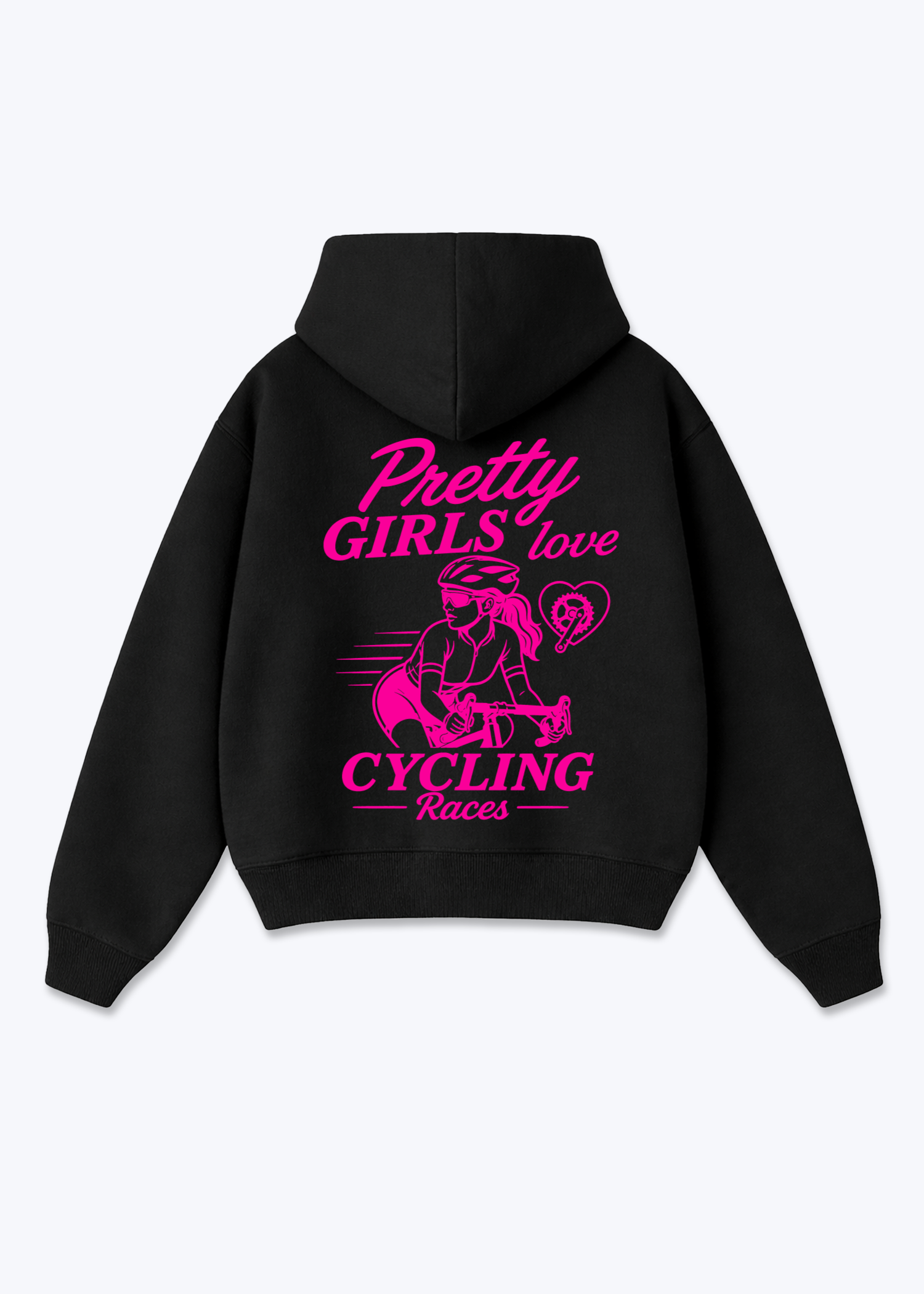 Pretty Girls love Cycling Oversized Hoodie - Black Back (Designed)