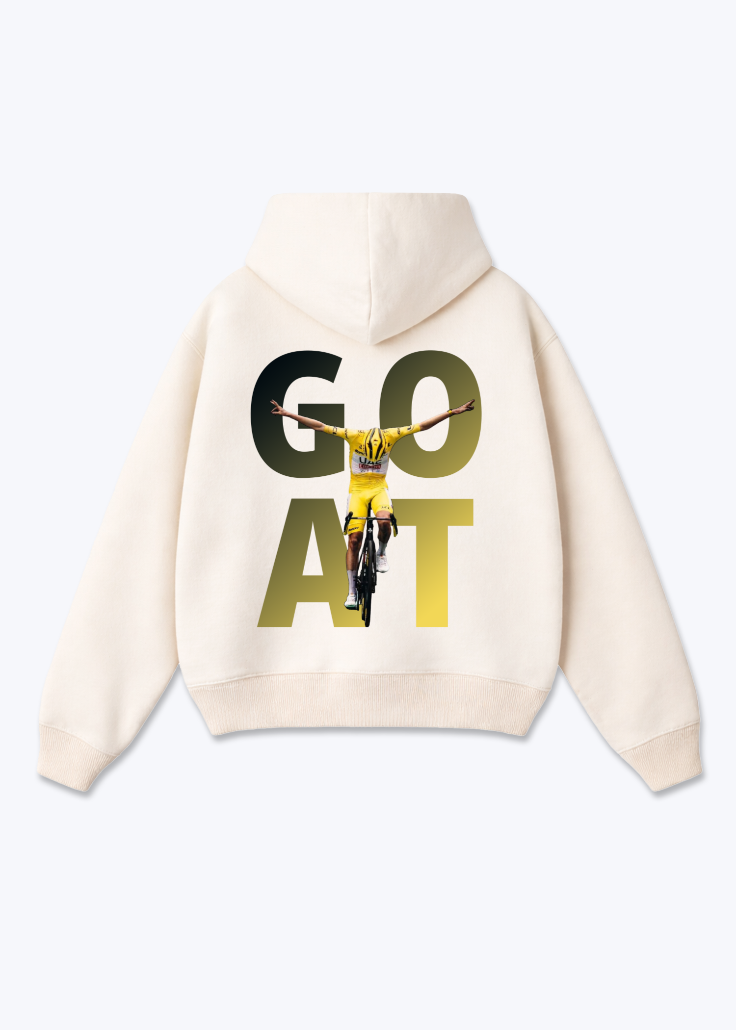 Goat Pogacar Oversized Hoodie - Beige Back (Designed)
