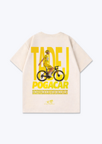 Tadej Pogacar Bike Oversized Shirt - Beige Back (Designed)