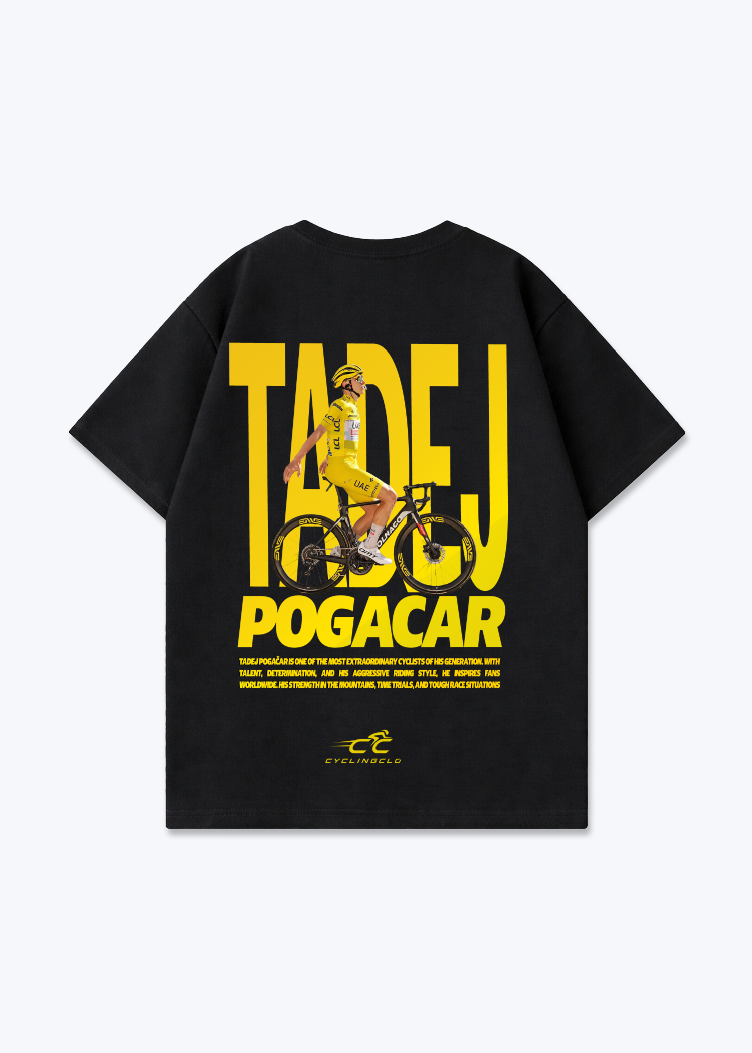 Tadej Pogacar Bike Oversized Shirt - Black Back (Designed)