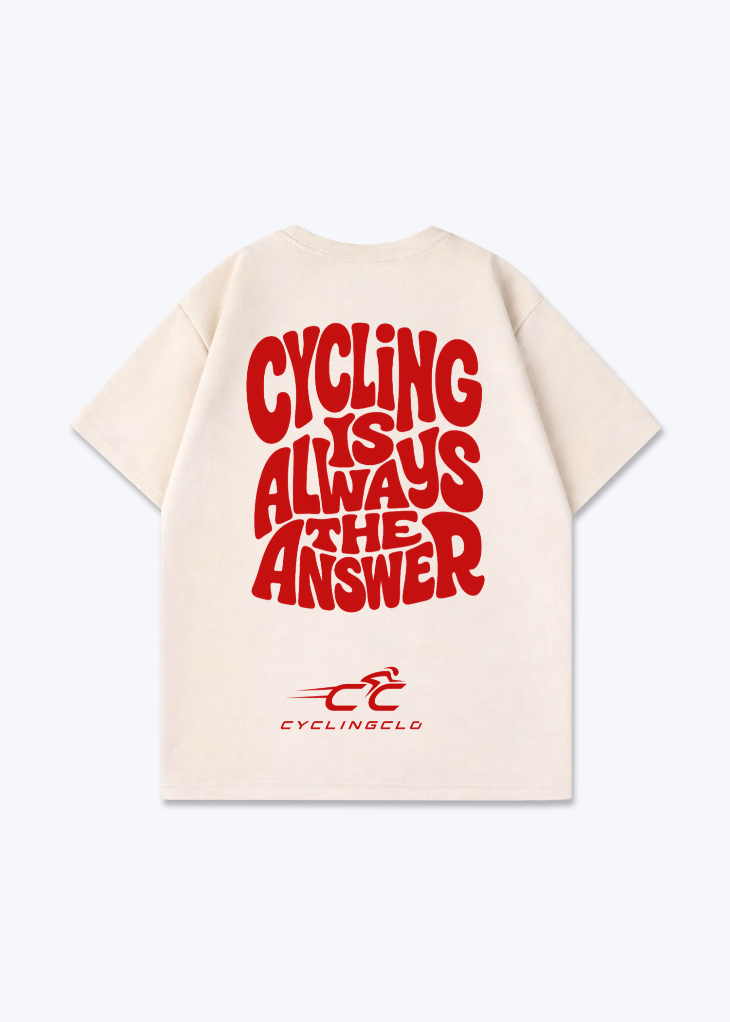 Cycling is always the Answer Oversized Shirt - Beige Back (Designed)