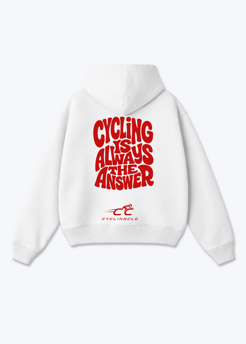 Cycling is always the Answer Oversized Hoodie - White Back (Designed)