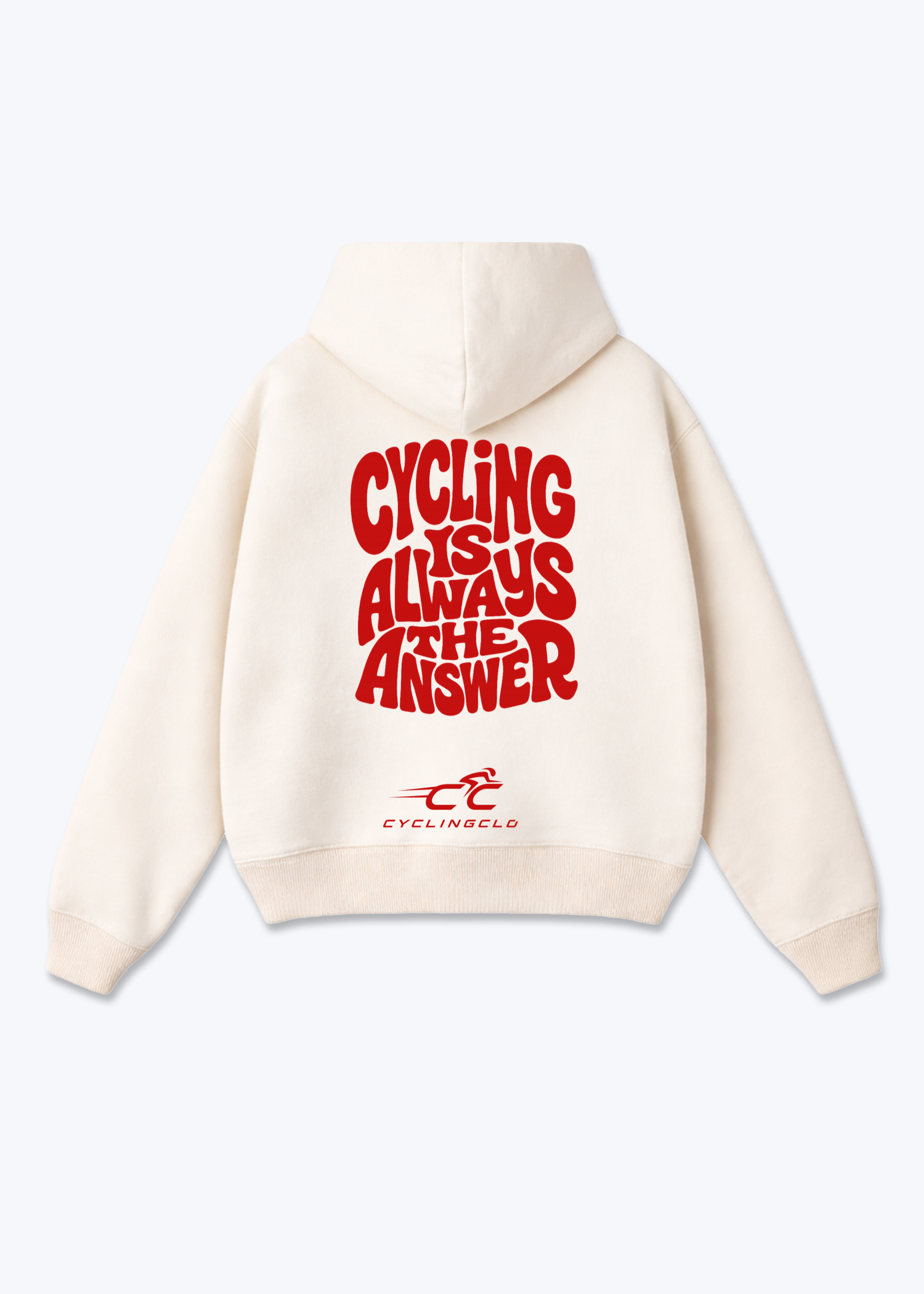 Cycling is always the Answer Oversized Hoodie - Beige Back (Designed)
