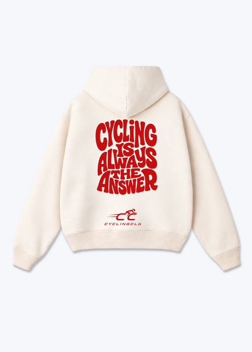 Cycling is always the Answer Oversized Hoodie - Beige Back (Designed)