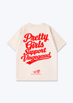 Pretty Girls Support Vingegaad Oversized Shirt - Beige Back (Designed)