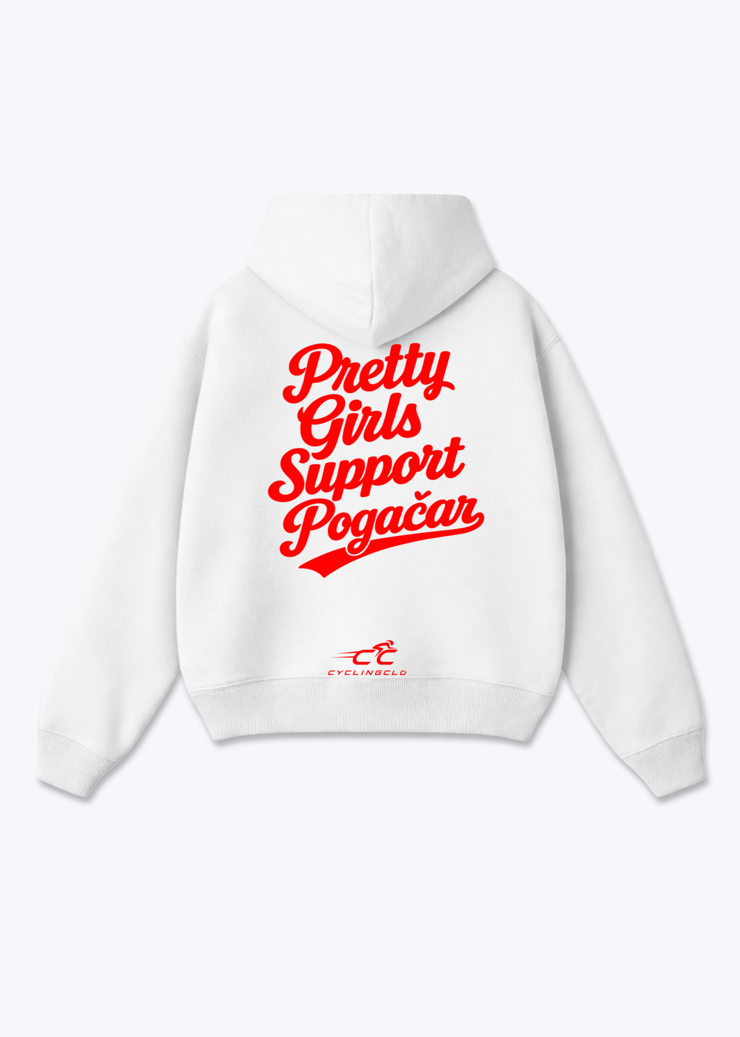 Pretty Girls support Pogacar Oversized Hoodie - White Back (Designed)