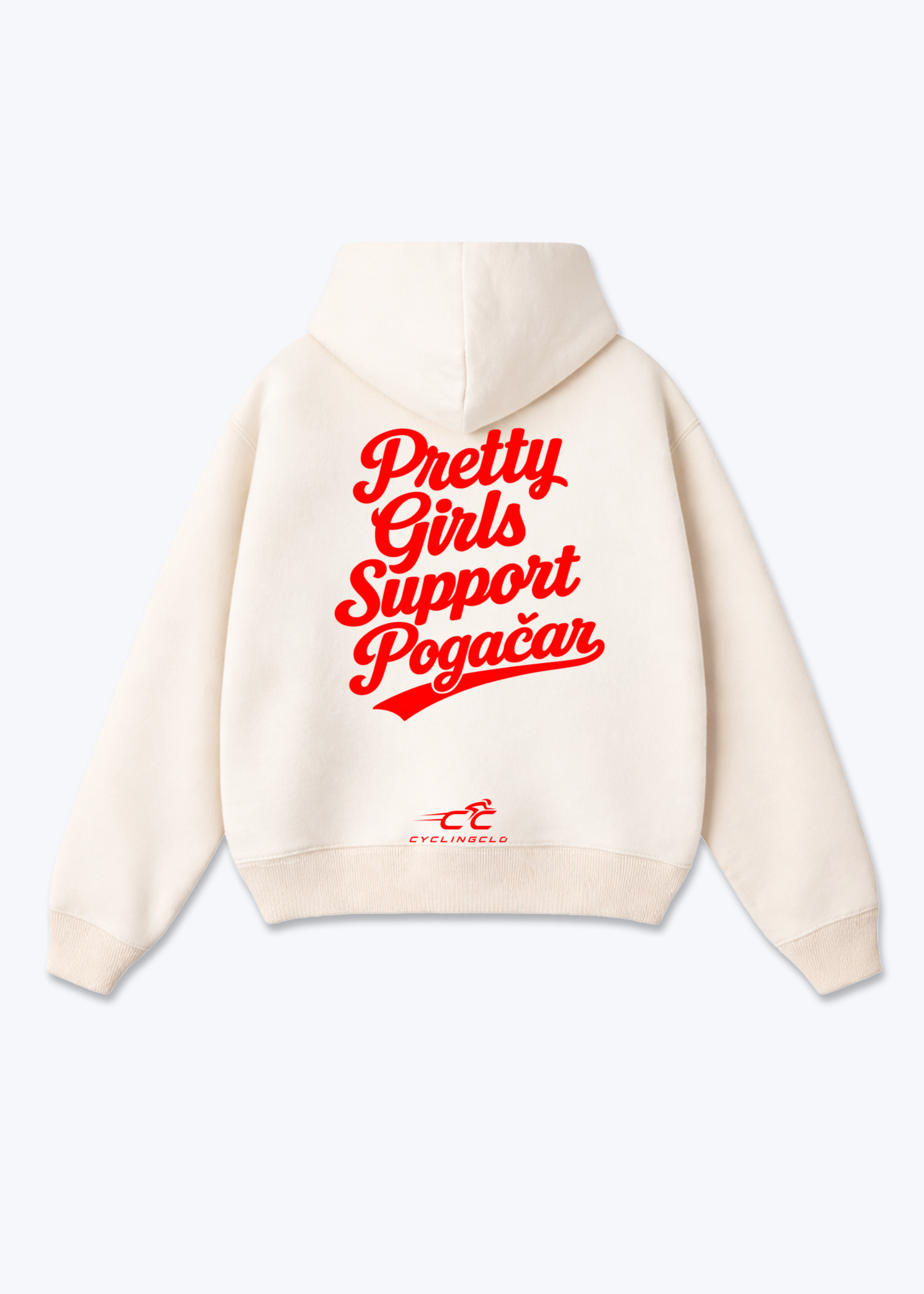Pretty Girls support Pogacar Oversized Hoodie - Beige Back (Designed)