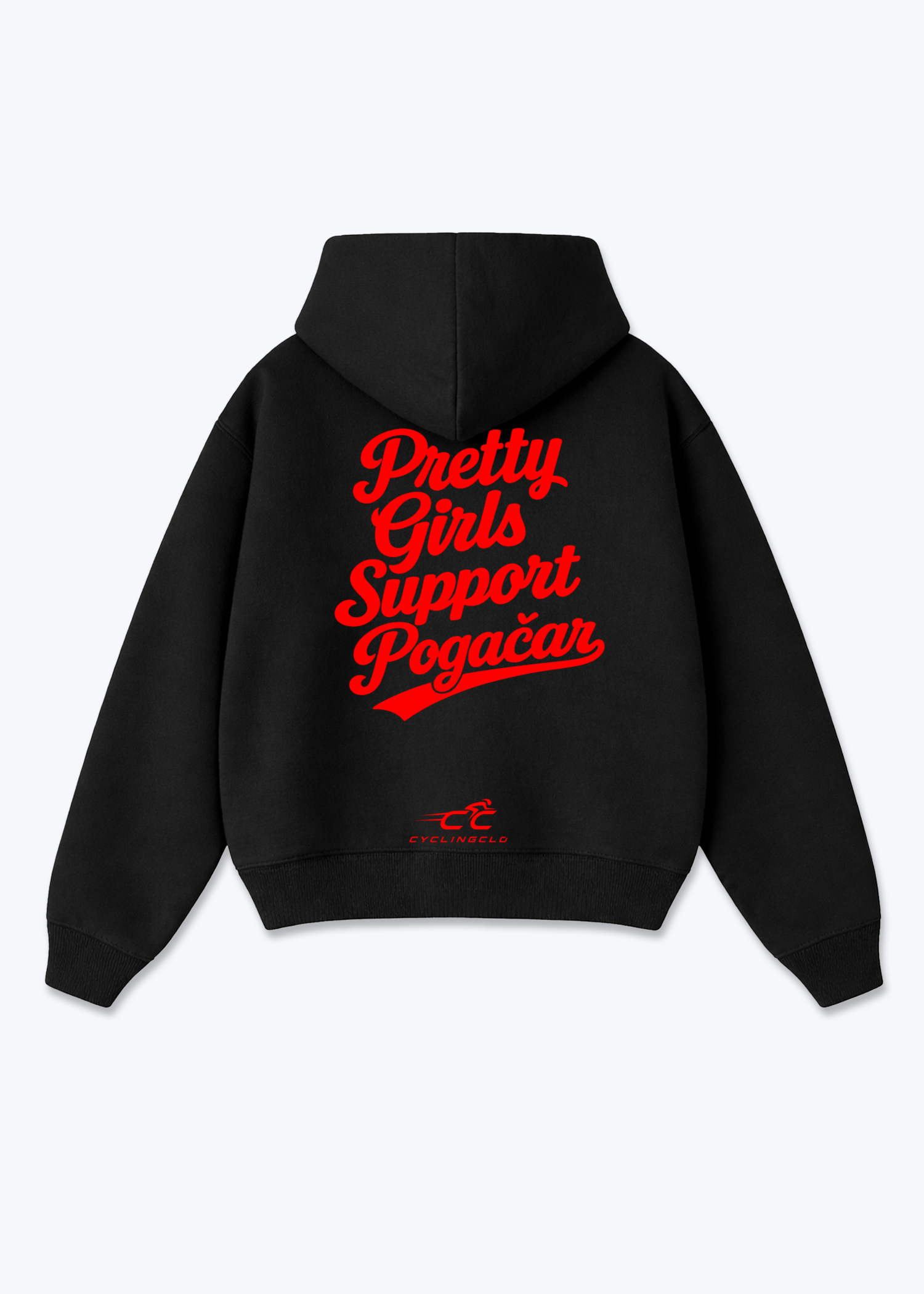 Pretty Girls support Pogacar Oversized Hoodie - Black Back (Designed)