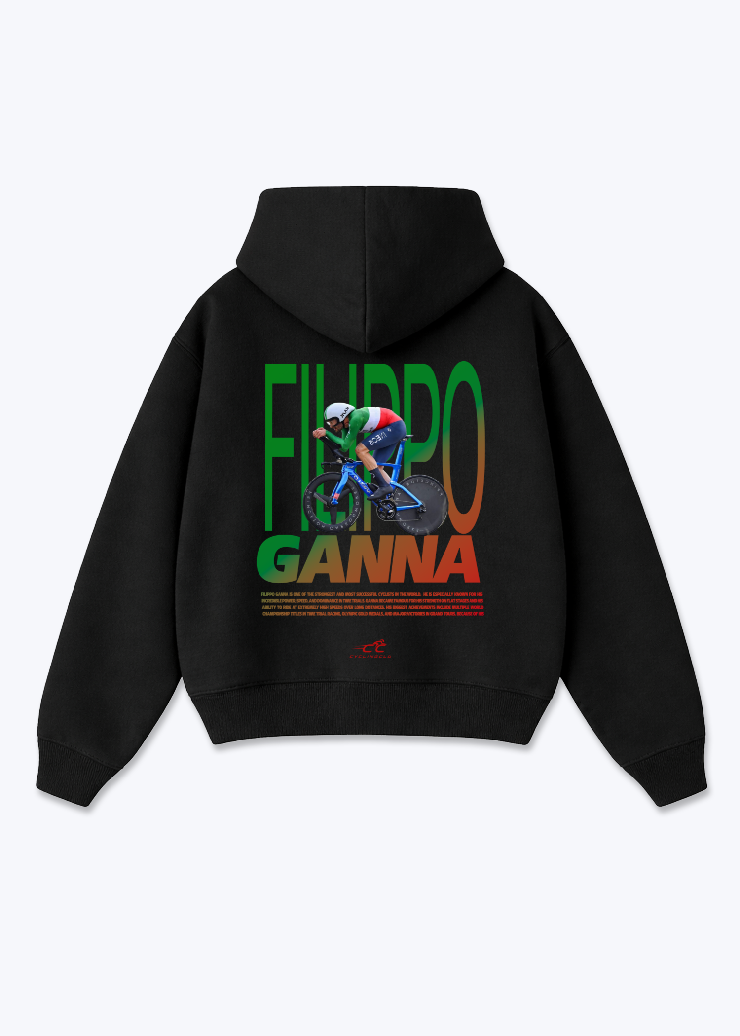 Filippo Ganna Oversized Hoodie - Black Back (Designed)