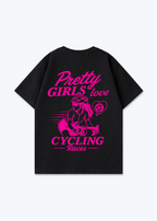 Pretty Girls love Cycling Oversized Shirt - Black Back (Designed)