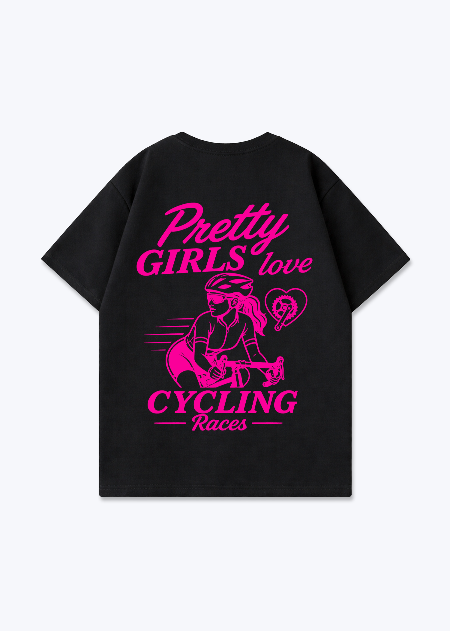 Pretty Girls love Cycling Oversized Shirt - Black Back (Designed)