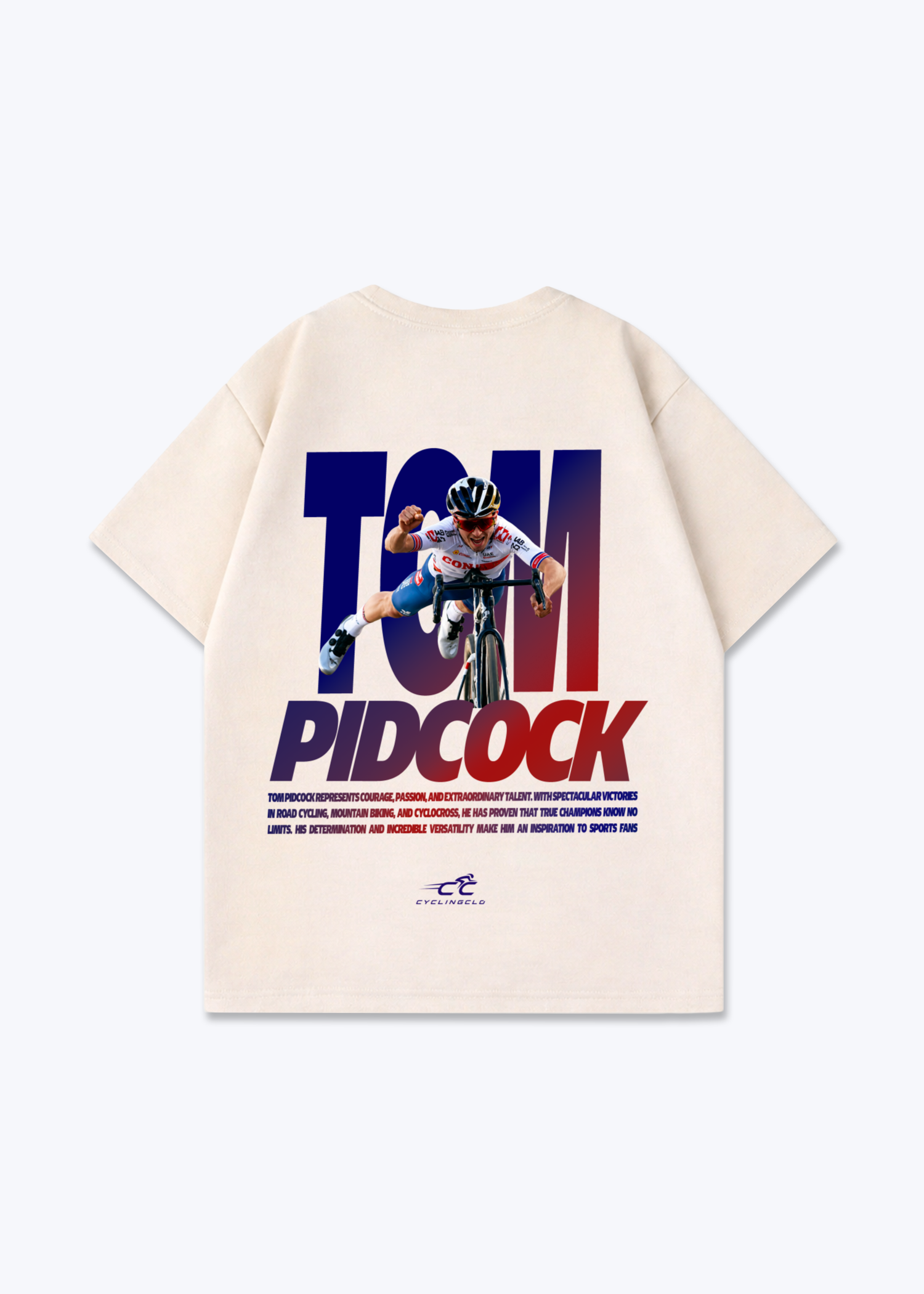 Tom Pidcock Oversized Shirt - Beige Back (Designed)
