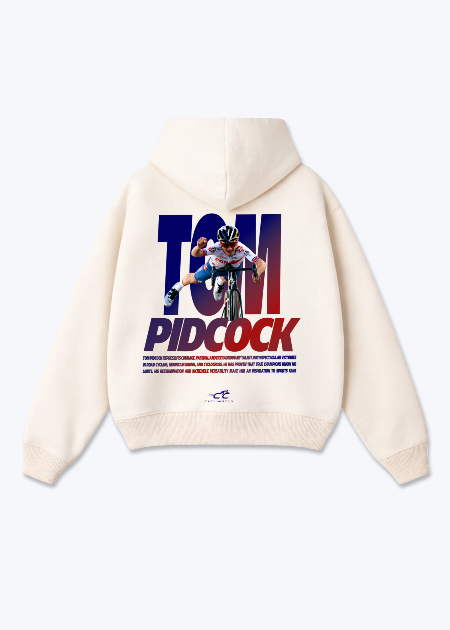 Tom Oidcock Oversized Hoodie - Beige Back (Designed)