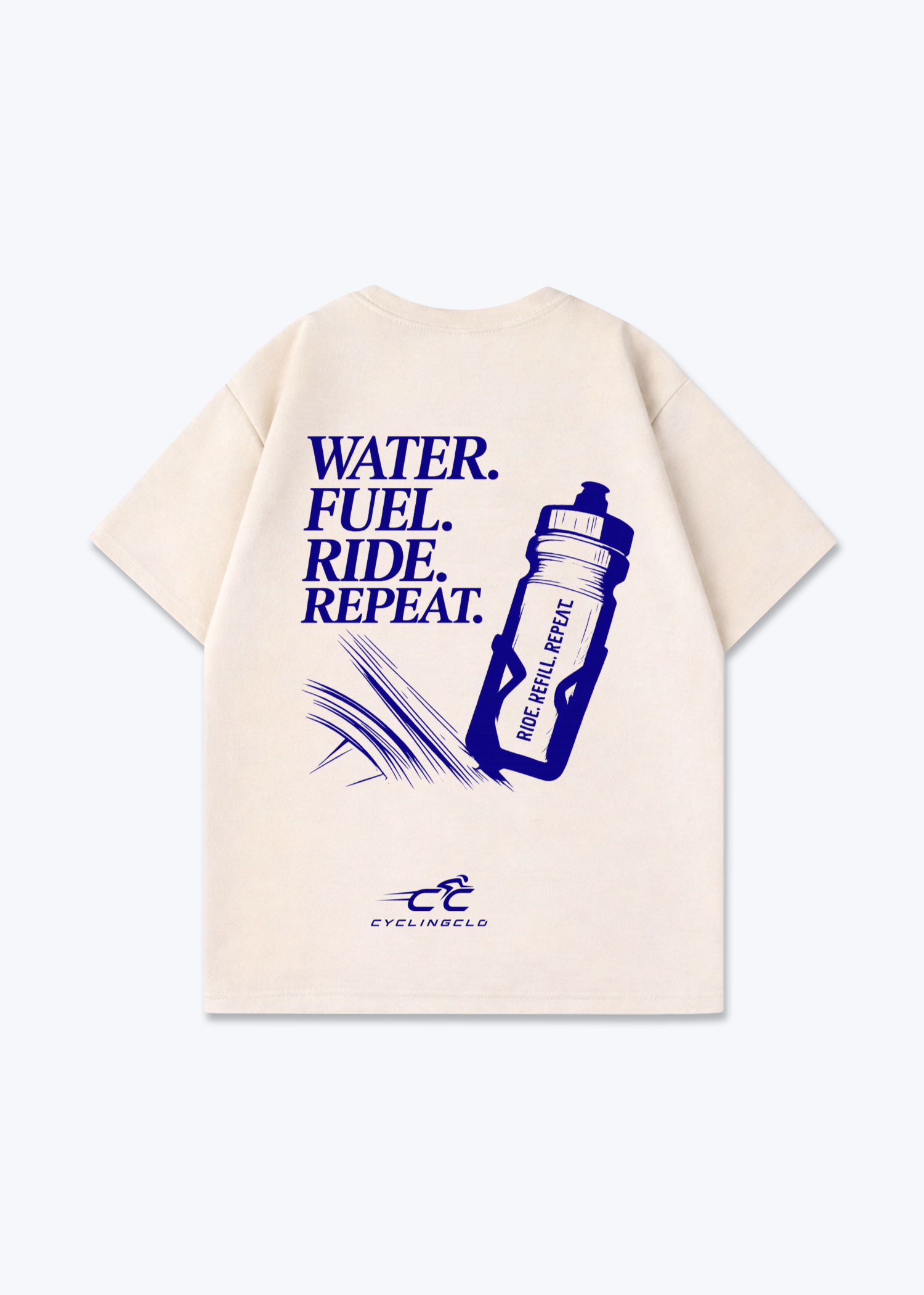 Water.Fuel.Ride.Repeat Oversized Shirt - Beige Back (Designed)