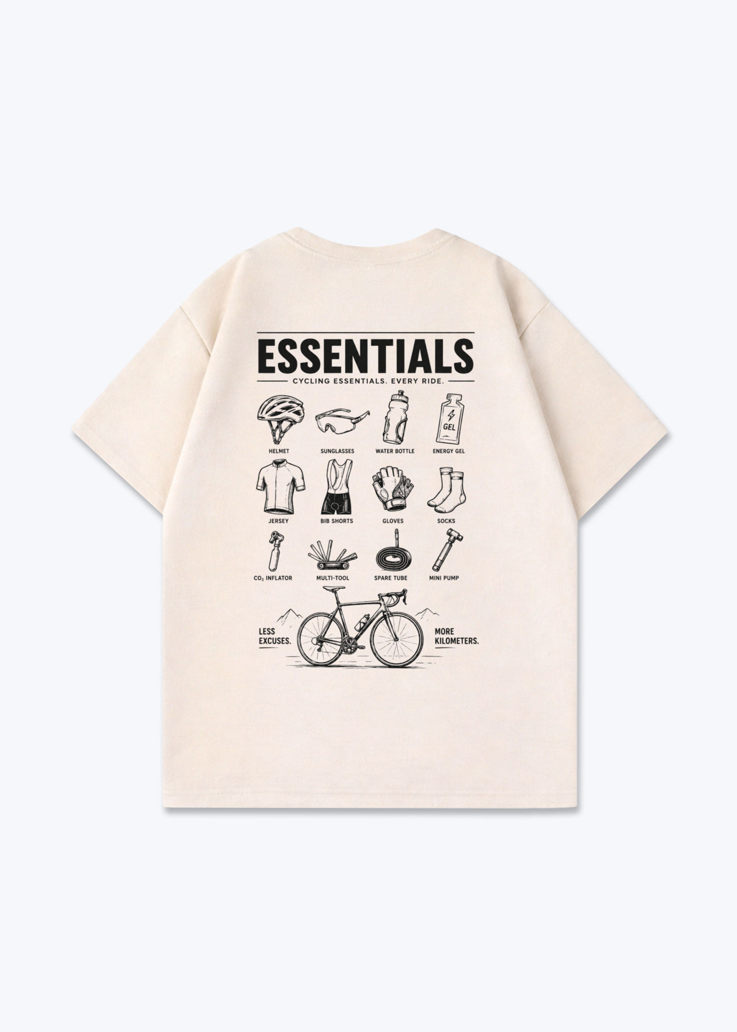 Cycling Essentials Oversized Shirt - Beige Back (Designed)