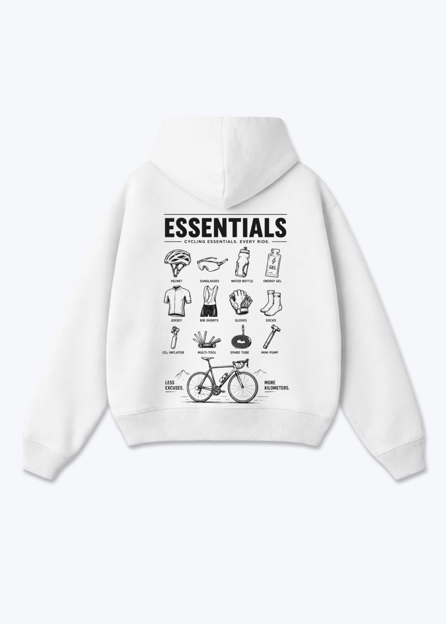 Cycling essentials Oversized Hoodie - White Back (Designed)