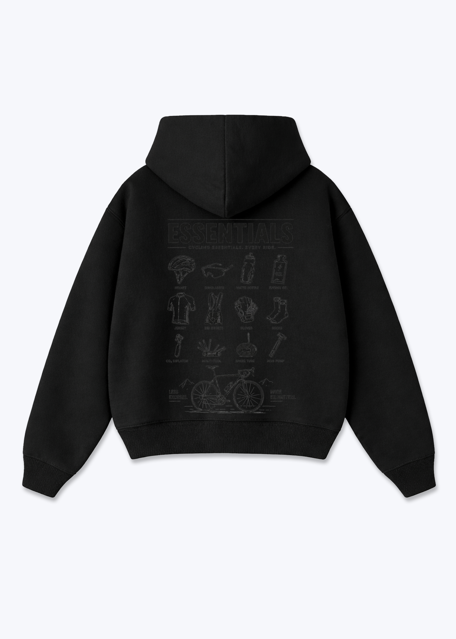 Cycling essentials Oversized Hoodie - Black Back (Designed)