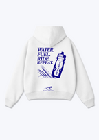 Water.Fuel.Ride.Repeat Oversized Hoodie - White Back (Designed)