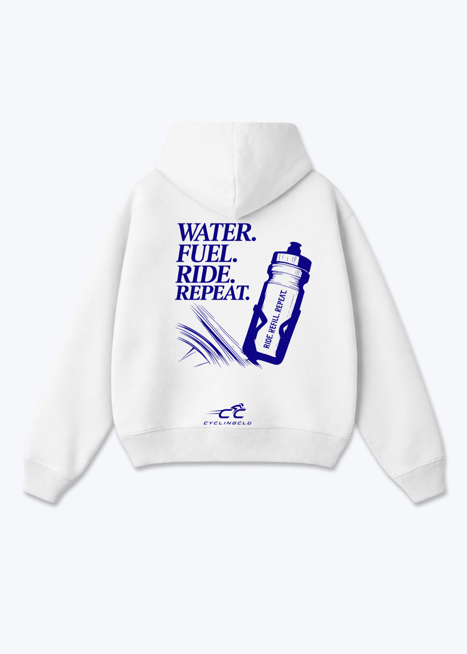 Water.Fuel.Ride.Repeat Oversized Hoodie - White Back (Designed)