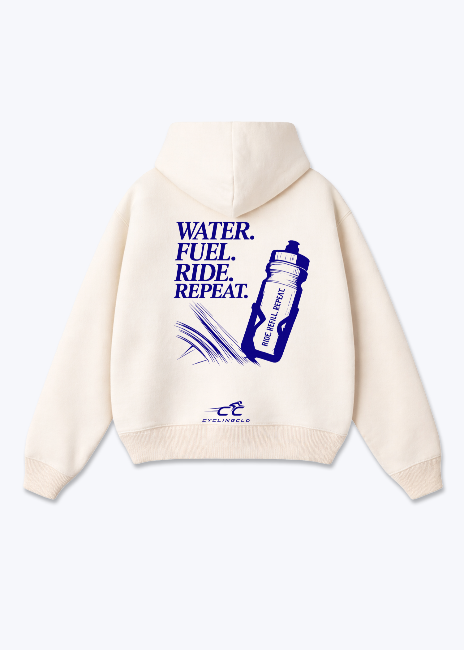 Water.Fuel.Ride.Repeat Oversized Hoodie - Beige Back (Designed)