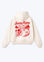 Sunday Riding Oversized Hoodie - Beige Back (Designed)