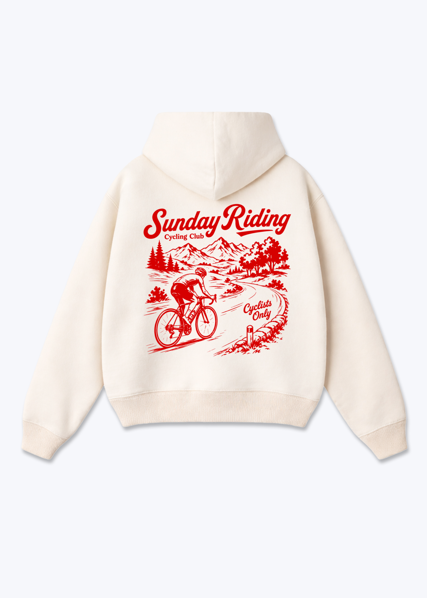 Sunday Riding Oversized Hoodie - Beige Back (Designed)