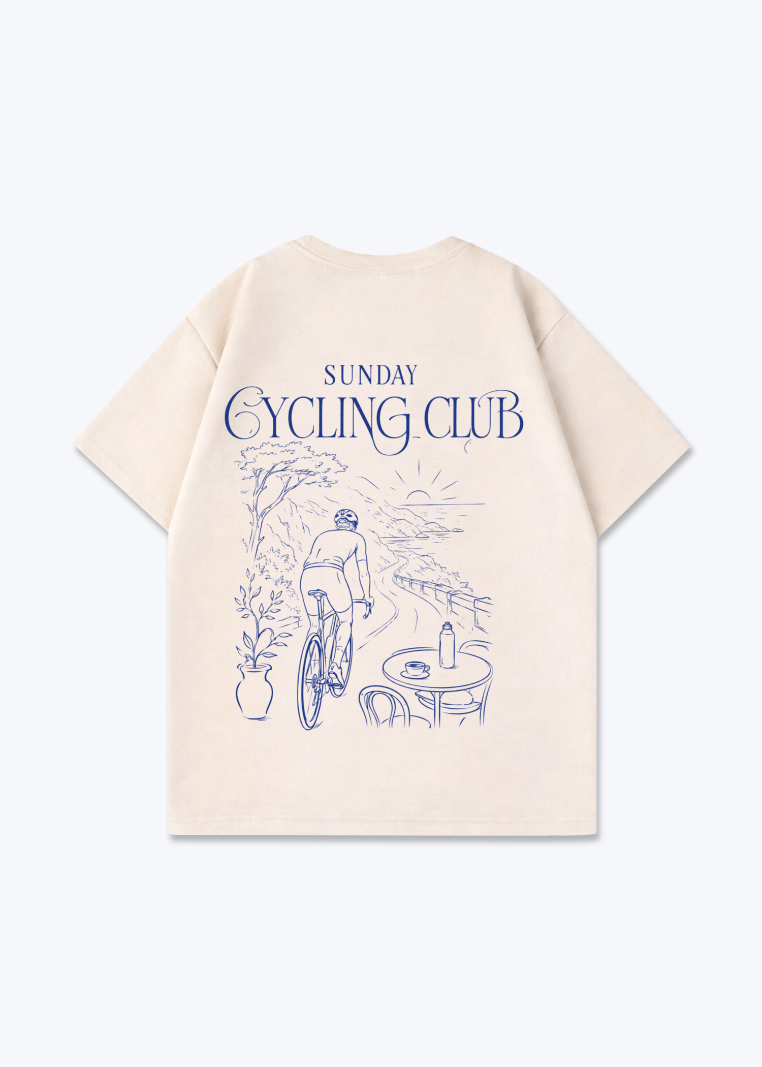 Sunshine day Cycling Club Oversized Shirt - Beige Back (Designed)